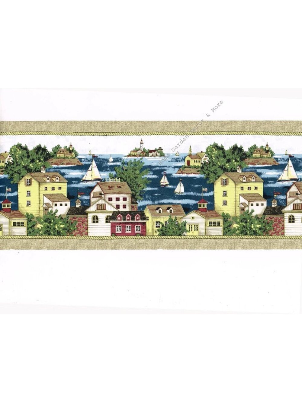 Seaport WallPaper Border Country Coastal House Cottage Seaside Scenic Sailboat